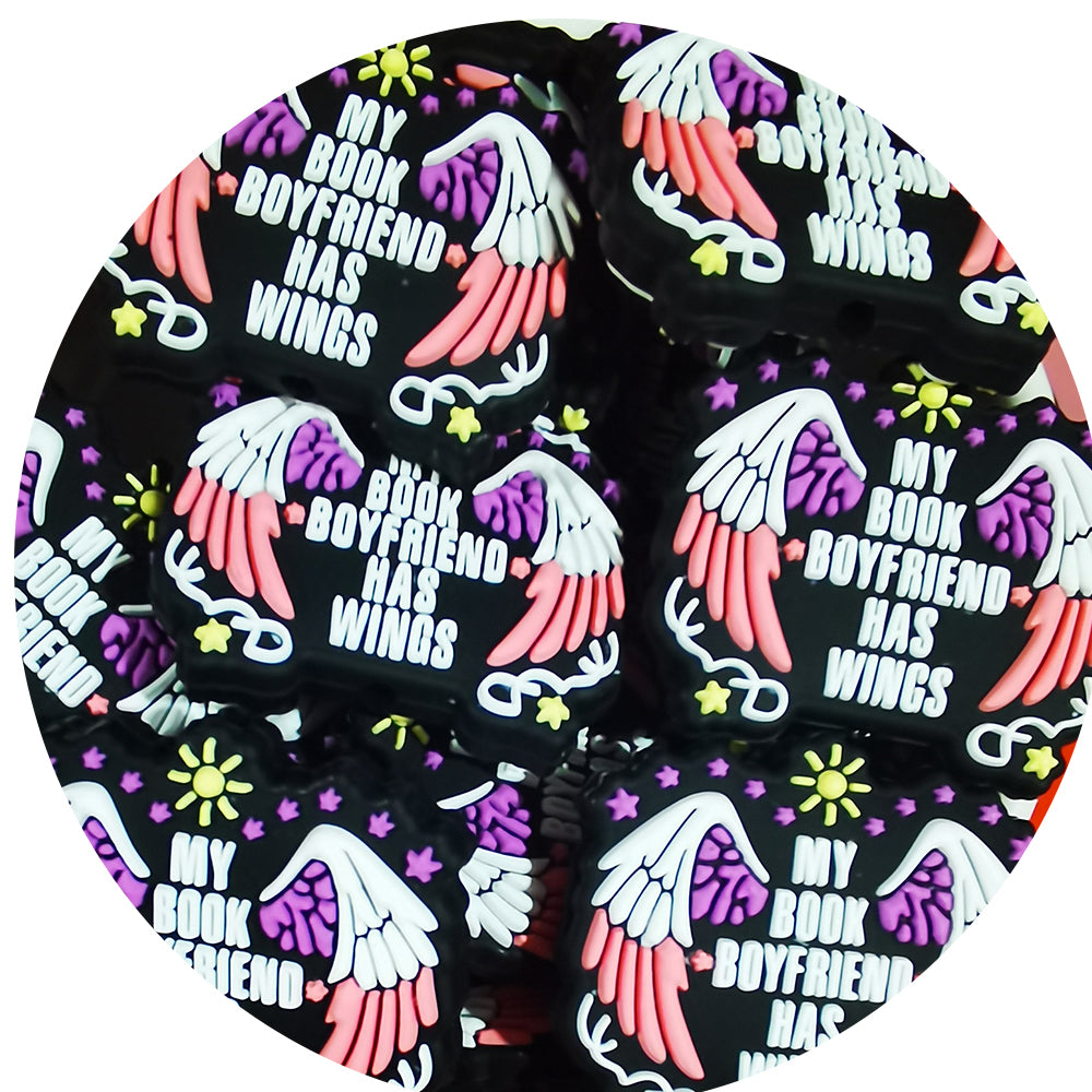 MY BOOK BOYFRIEND HAS WINGS Silicone Focal Beads